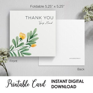 Druckbare Dankeschön-Karten, quadratische einfache Karte, leere Karte, digitaler Download