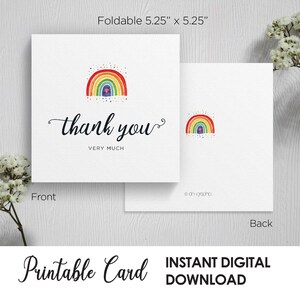 Tarjetas de agradecimiento imprimibles, tarjeta cuadrada sencilla, tarjeta en blanco, descarga digital