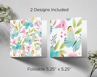 2 Floral Greeting Card Set, Watercolor Blank Card, Note Cards, Mother's Day Card, Mom, Wife, Sister, Daughter, Grandma, Instant download