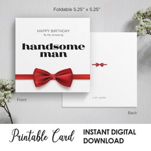 Druckbare alles Gute zum Geburtstagskarte, mein erstaunlich schöner Mann, für Ehemann oder Freund, für ihn, quadratische faltbare, Geburtstagskarte, digitaler Download