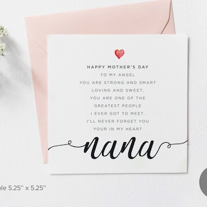 Tarjeta imprimible con poema para el Día de la Madre para Nana, Tarjeta sencilla y cuadrada para el Día de la Madre para Nana, Tarjeta para el Día de la Madre para Nana, Descarga digital