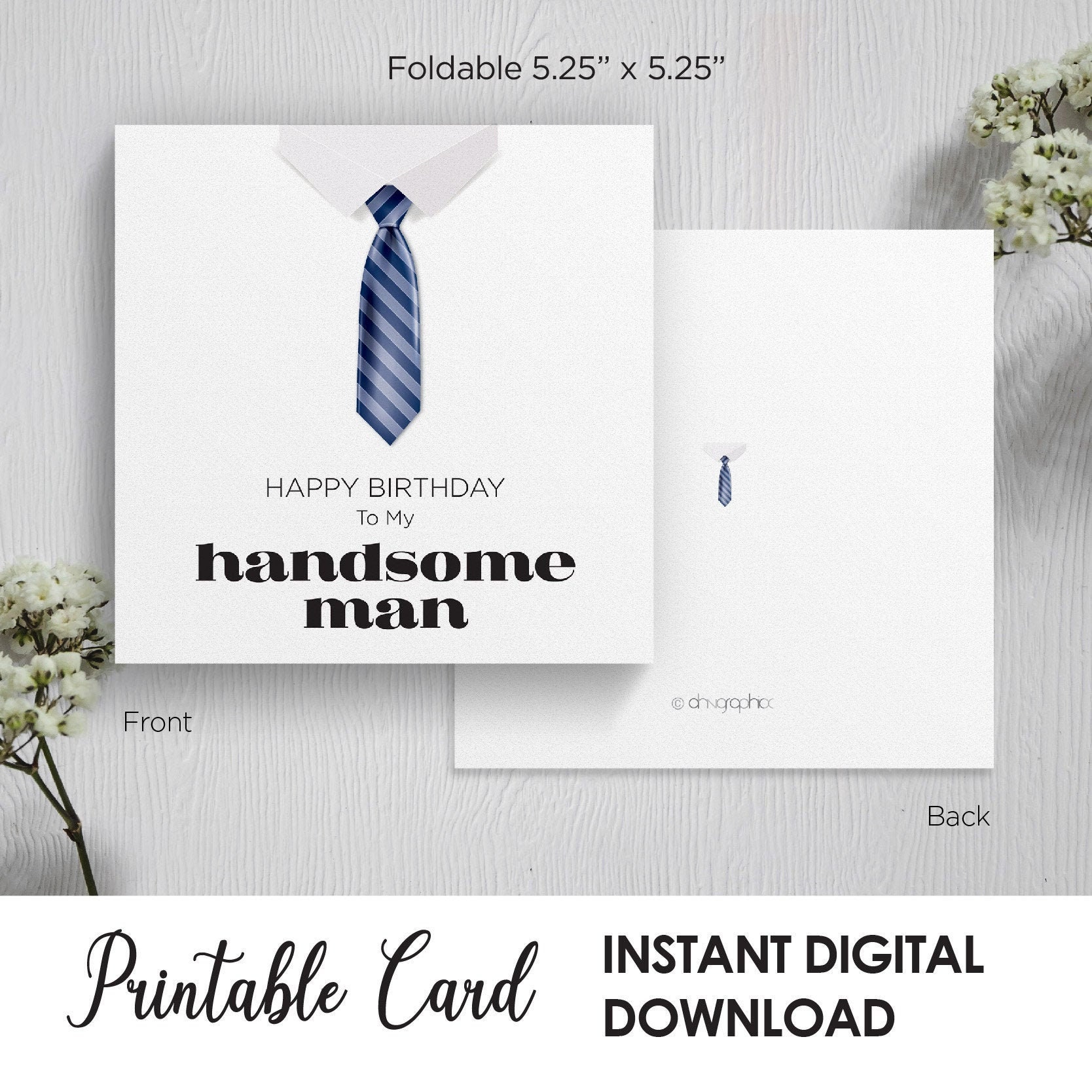 printable happy birthday card to my handsome man for husband etsy