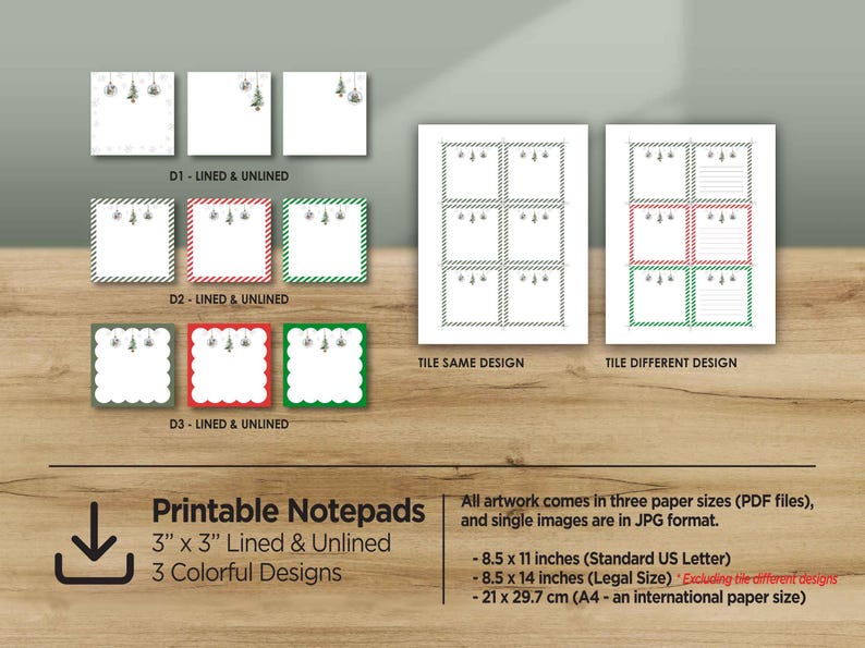 Printable Christmas Notepad,cute Christmas Notepad,christmas Printable ...