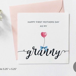 Afdrukbare kaart moederdag oma, fijne eerste Moederdag als mijn oma, 1e Moederdag als oma, van kleinzoon, kleindochter, digitale download