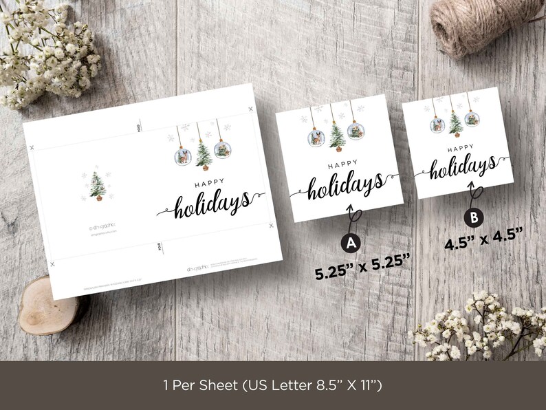 Happy Holiday Printable Cards, Printable Holiday Cards, Christmas ...
