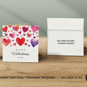 Afdrukbare Happy Valentine's Day Card, Valentijnsdag notitiekaart, vierkante opvouwbare kaart, Valentijnsdag wenskaart voor hem voor haar digitale download