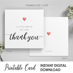Tarjeta imprimible para decir gracias, para el mejor amigo, tarjeta de agradecimiento por boda, tarjeta de agradecimiento por cumpleaños, tarjeta de agradecimiento cuadrada