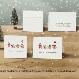 Carte de câlin de haie de Noël imprimable, carte de câlin de haie de vacances, carte de hérisson mignon, carte de câlin de Noël mignonne, carte de voeux vierge, téléchargement numérique