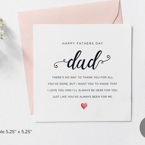 Carte de poème imprimable pour la fête des pères, je t'aime papa, carte de fête des pères imprimable pour papa, carte de correspondance pour papa, carte à messages fête des pères, téléchargement numérique