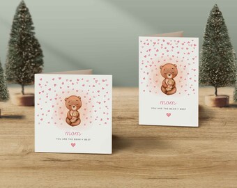 Meilleure carte de fête des mères, ours mignon, cartes d'anniversaire mignonnes, carte de fête des mamans, cartes Woodland, téléchargement numérique