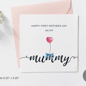 Tarjeta imprimible "Feliz primer día de la madre como mi mamá", tarjeta sencilla cuadrada para el día de la madre, tarjeta de feliz primer día de la madre, descarga digital