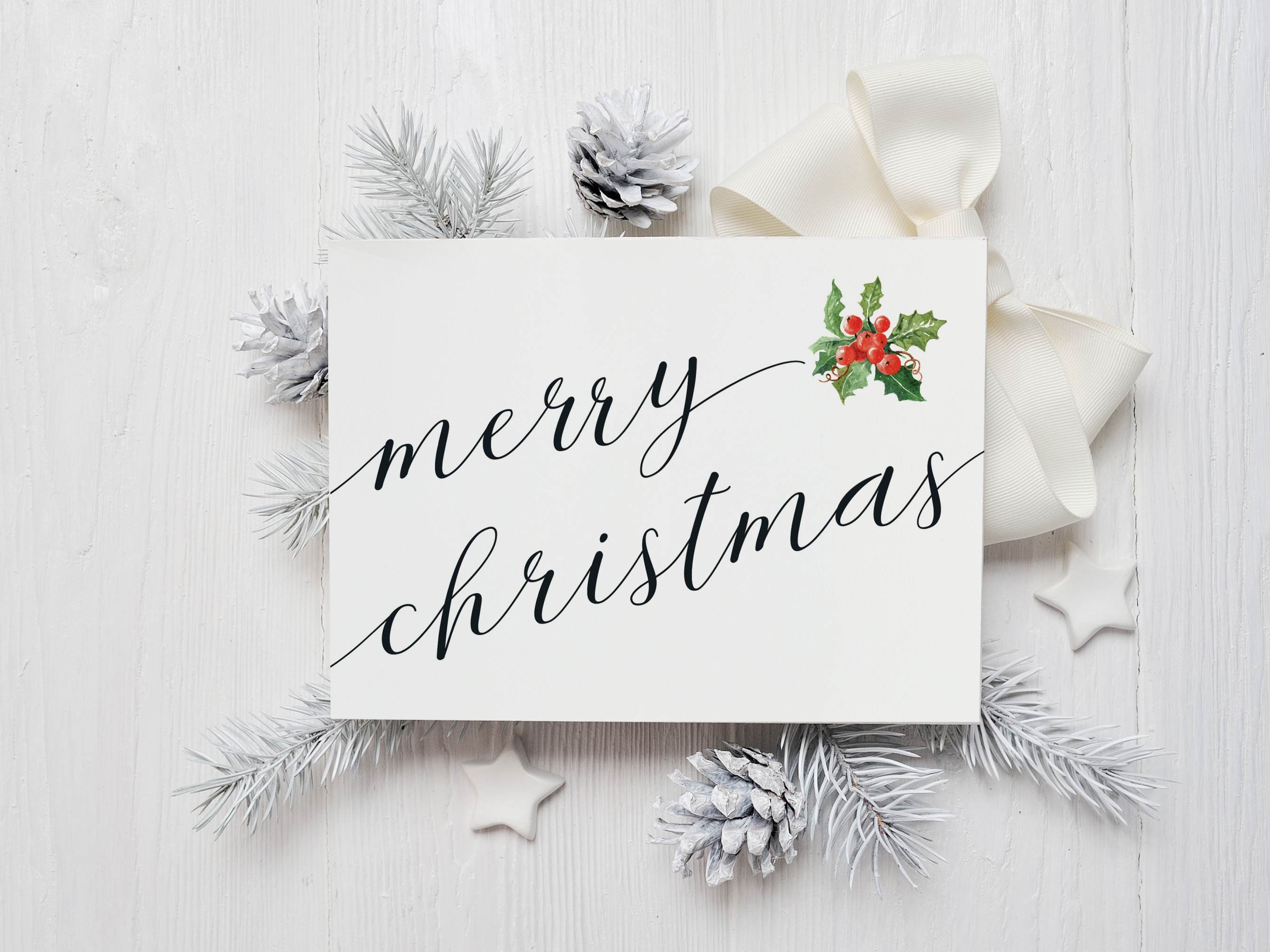 Printable Merry Christmas Card Printable Holiday Card Etsy
