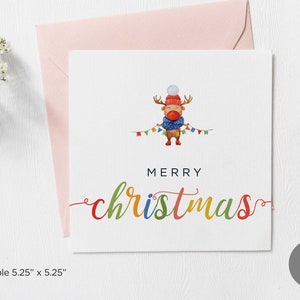 Cartões de Natal fofos para imprimir, Cartão de Natal fofo para imprimir, Cartão de Natal minimalista, Cartão de Natal em branco para download digital