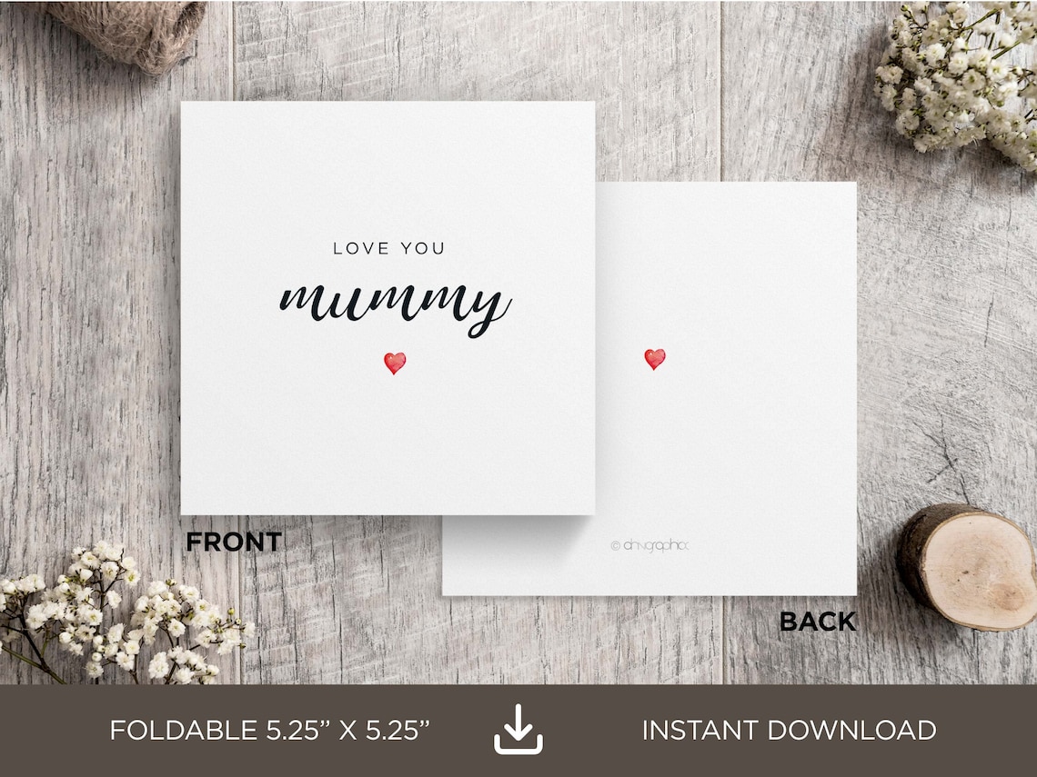 Printable Mothers Day Card for Mummy, Valentines Day Cards for Mummy ...