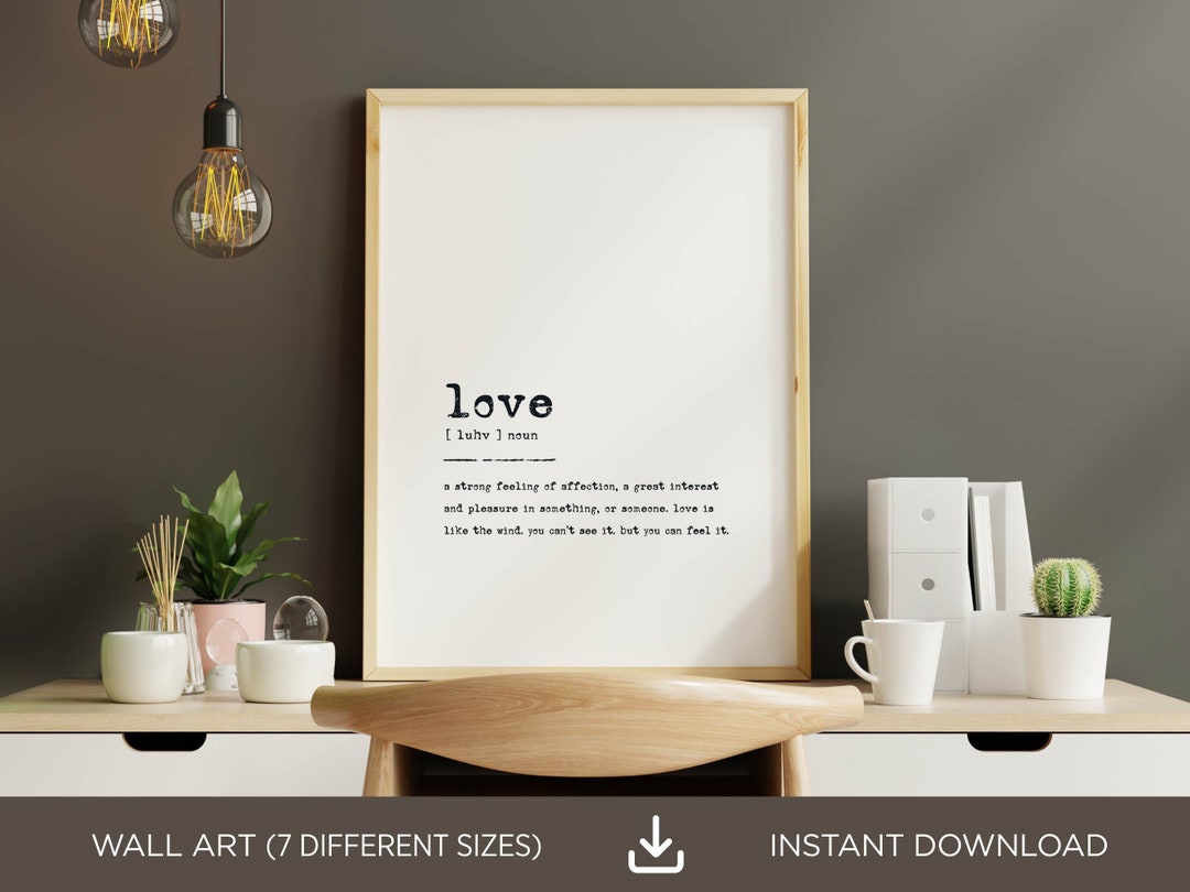 Printable Love Definition Wall Art Valentine's Day Wall Etsy