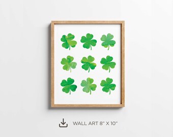 Impresión artística de trébol del Día de San Patricio: Galería minimalista (descarga digital)