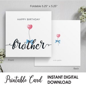 Carte de joyeux anniversaire frère, carte d'anniversaire beau-frère, carte d'anniversaire frère simple, carte faite main pour lui, carte frère carrée