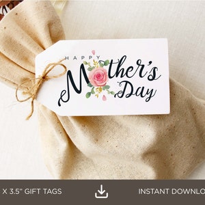 Etiquetas de regalo para el Día de la Madre con motivos florales imprimibles, etiquetas para mamá y abuela, etiquetas de regalo para el Día de la Madre, etiquetas de regalo para el Día de la Madre, descarga instantánea
