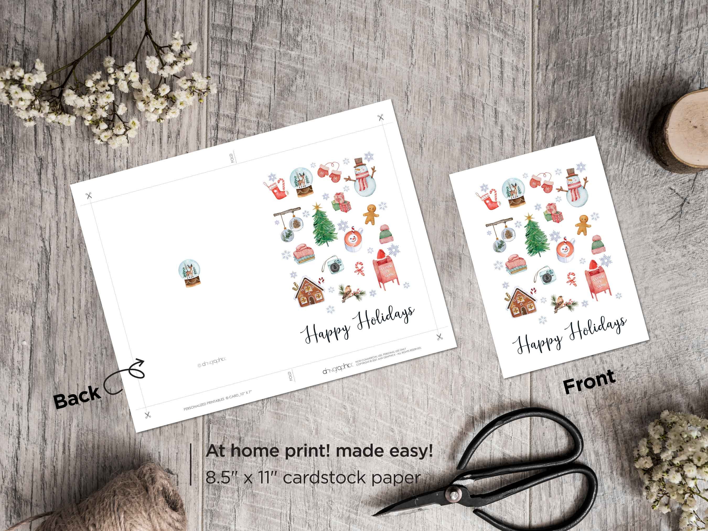 Happy Holidays Printable Card Printable Holiday Card Etsy