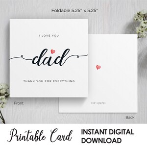 Special Dad Thank You Card, I Love You Thank You For Everything, Cute Fathers Day Card, Dad Greeting Card, Square Fathers Day Card For Dad
