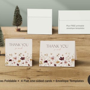 Tarjeta de agradecimiento con flores silvestres, tarjeta de agradecimiento para bodas, tarjeta de agradecimiento para amigos, tarjeta de agradecimiento de cumpleaños, tarjeta de agradecimiento para bodas, descarga digital