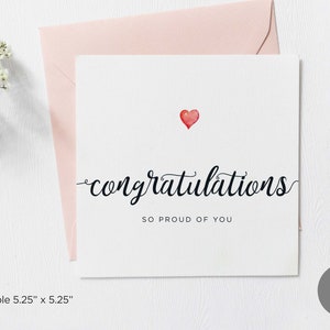Afdrukbare felicitatiekaart, trots op je kaart, trotse felicitaties, je bent geslaagd, nieuwe baan, goed gedaan, geslaagd voor examens, digitale download