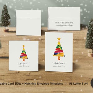 Feliz Natal e Feliz Ano Novo Cartão para Imprimir, Cartão de Natal para Imprimir, Cartão de Natal, Cartão de Natal em Branco para Download Digital