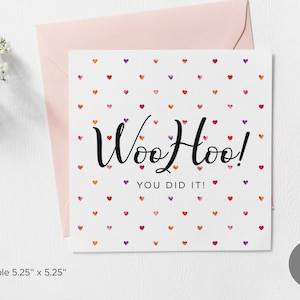 ¡Guau! Tarjeta de felicitación imprimible, lo lograste, felicitaciones orgullosas, aprobaste, nuevo trabajo, bien hecho, exámenes aprobados, descarga digital