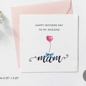 Personalized Mother's Day Card for Mam, Simple Mothers Day Mam Card, Mothers Day Card For Mam, Digital download
