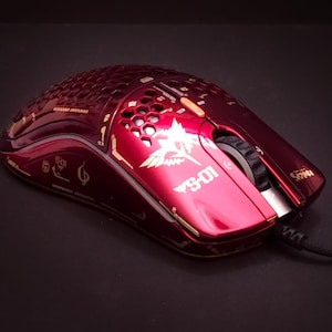 Gundam Sazabi themed Custom Designed & Painting Glorious Model O Lightweight RGB Mouse - Custom Paint Service with 2K Overcoating.