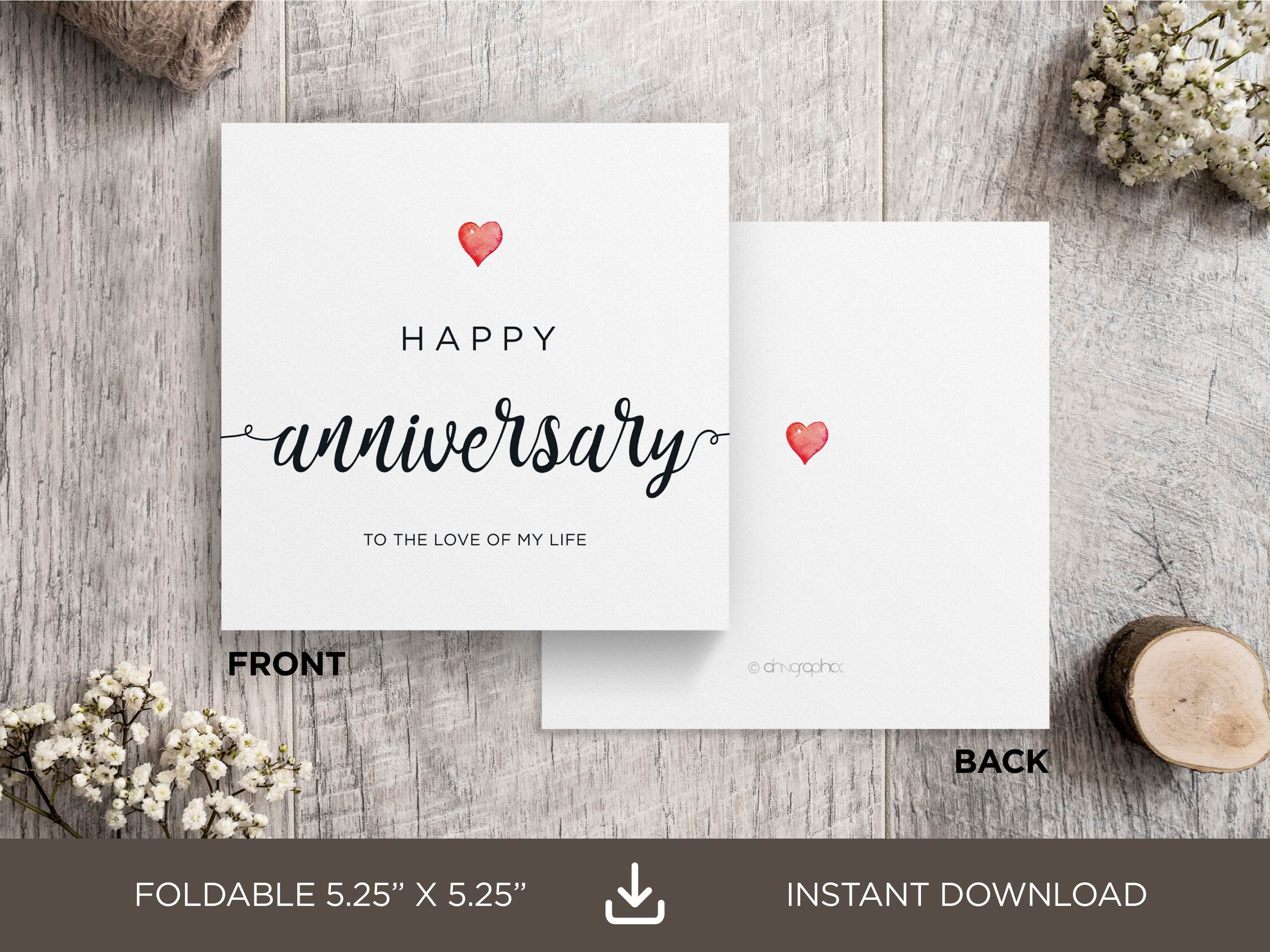 Love of My Life Anniversary Card: Printable Greeting Card (digital
