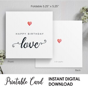 Alles Gute zum Geburtstag Liebeskarte, druckbare alles Gute zum Geburtstag süße Karte, für Freund, für Mann, für Frau, für Freundin, für Verlobte, Digital Down