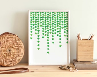 Impresión artística de trébol del Día de San Patricio: Galería minimalista (descarga digital)