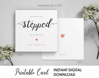 Happy Fathers Day Step Dad Card, I&#39;m Glad You Stepped In To My Life , Fathers Day Card For Step-dad, Stepfather Card, Square Stepdad Card