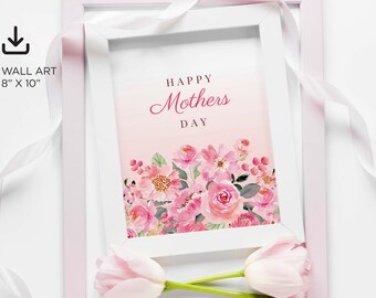 Impresión floral del Día de la Madre: Arte mural en acuarela (Descarga digital)