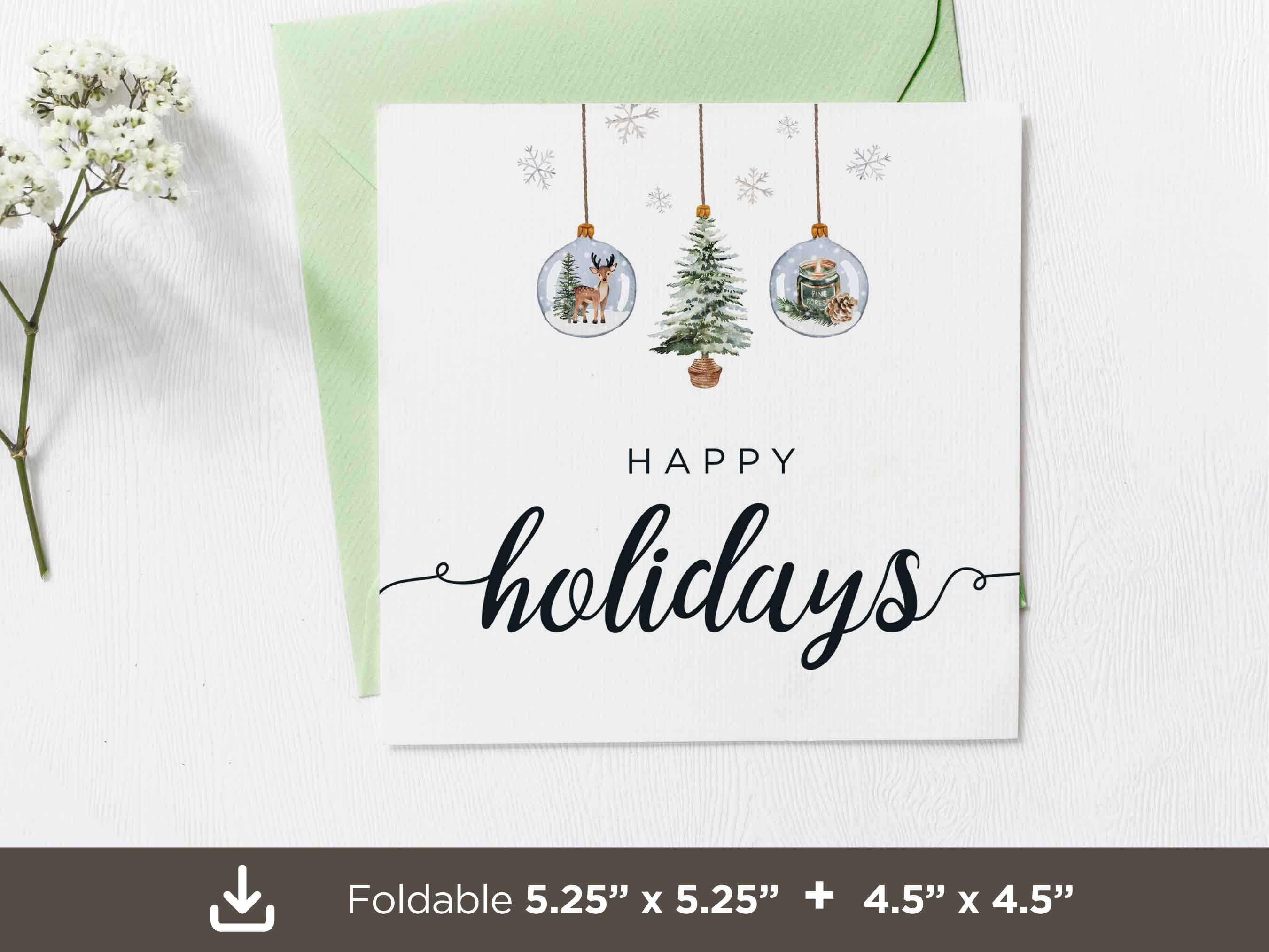 Happy Holiday Printable Cards, Printable Holiday Cards, Christmas ...