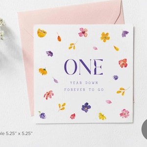 Afdrukbare kaarten één jaar, blanco wenskaart jubileum, downloadbare kaart jubileum, gelegenheidskaarten, wenskaarten jubileum