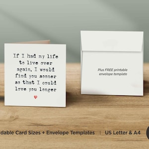 Afdrukbare I Could Love You Longer Valentijnsdagkaart, valentijnskaart voor vriendin, voor vriend, voor echtgenoot, vrouw, verloofde, digitale download
