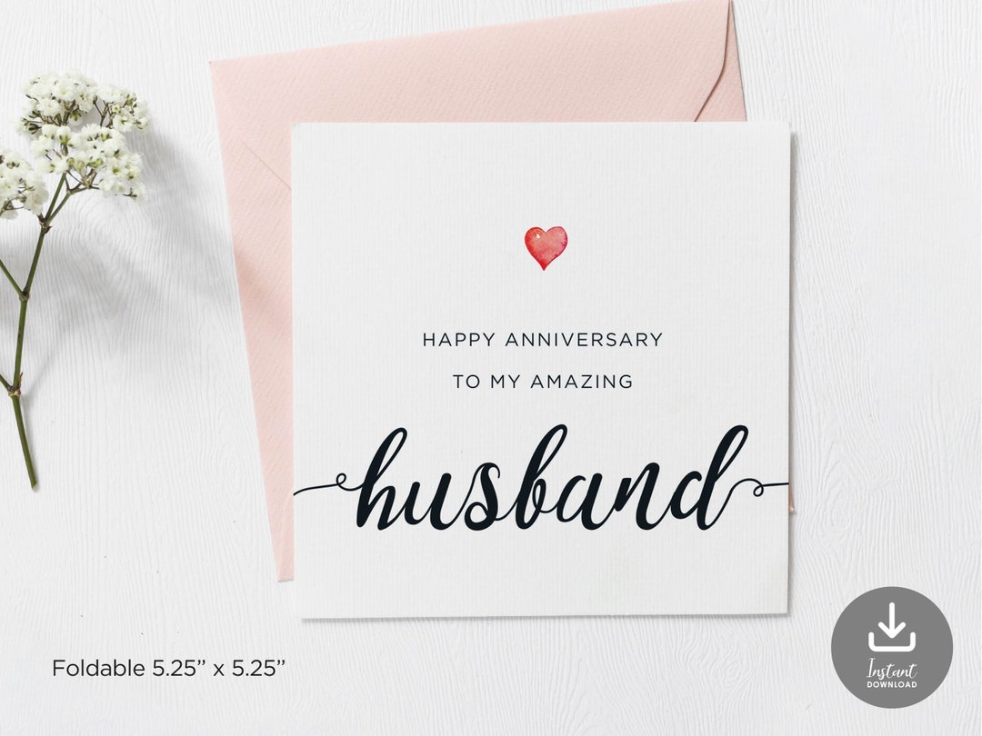 Happy Anniversary to My Amazing Husband Printable Card,anniversary Card ...