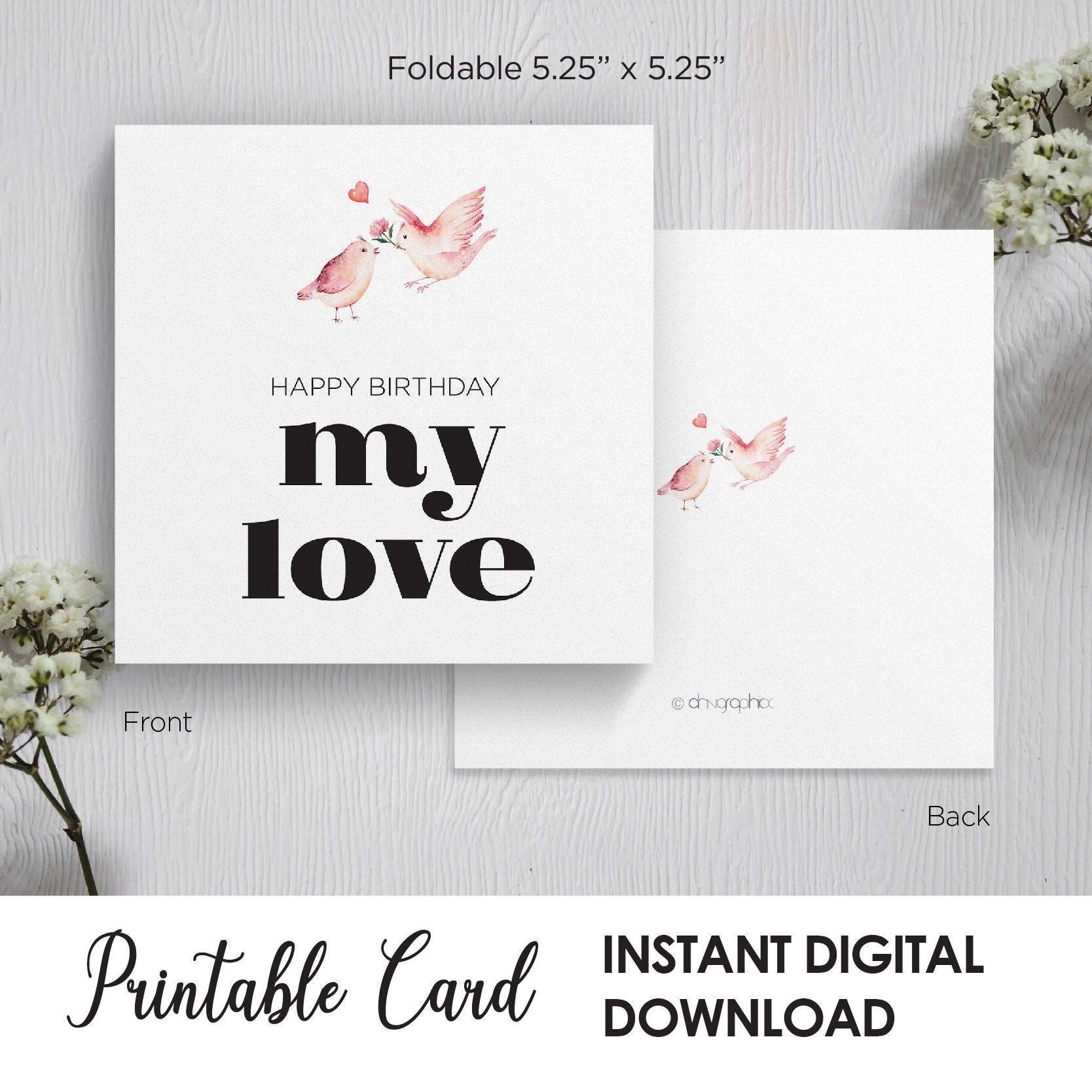 Printable Happy Birthday Card, My Love, for Husband or Boyfriend, for ...