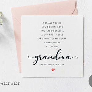 Tarjeta imprimible para el Día de la Madre, tarjeta sencilla para el Día de la Madre, abuela, de los nietos, descarga digital