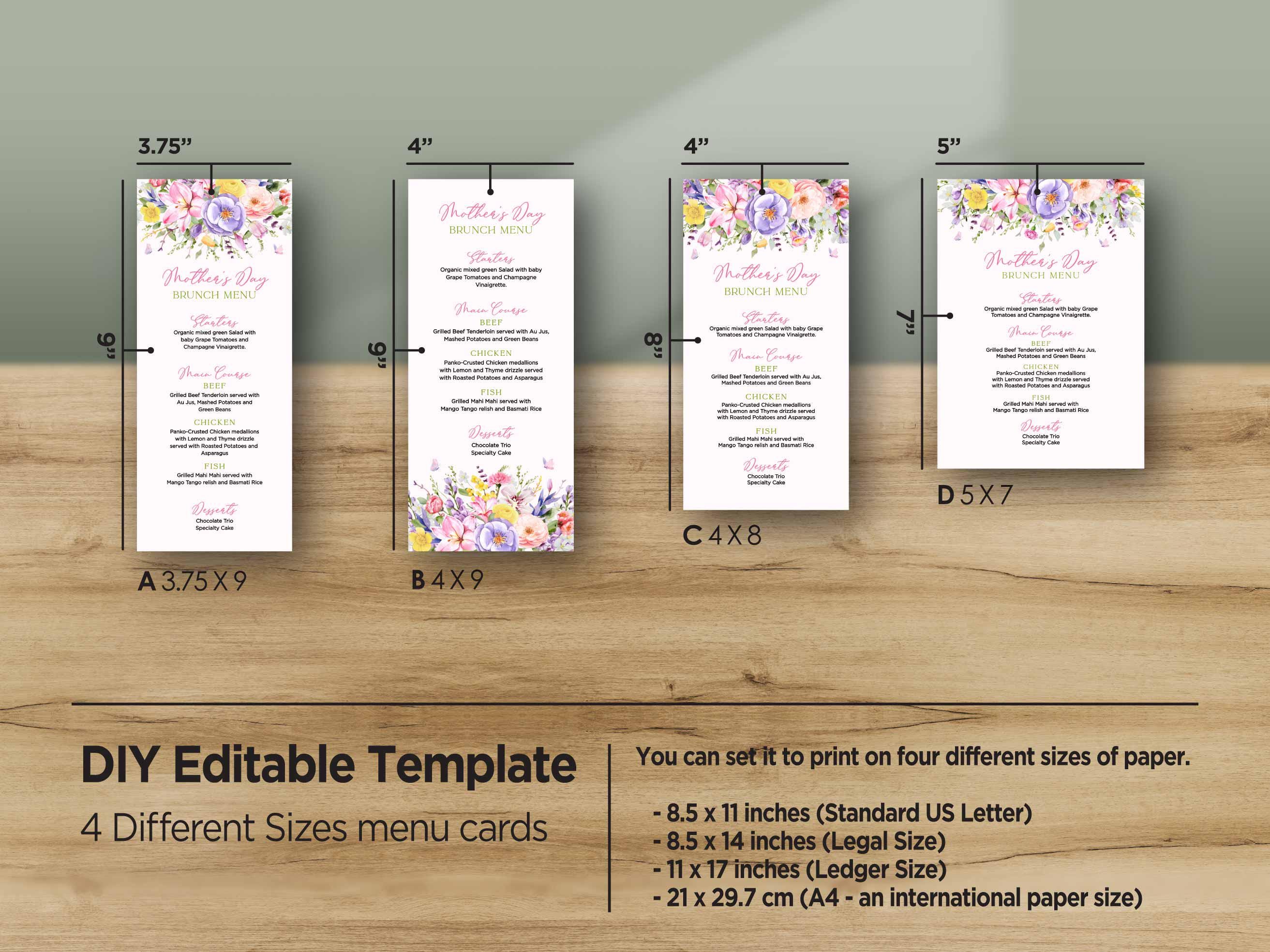 Pink Flowerbackdrop Menu Pink Floral Menu Template: Editable Brunch, Lunch, Dinner (edit With ...