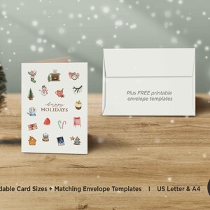 Cartão de boas festas para imprimir, cartão de férias para imprimir, cartão de férias de Natal em aquarela, cartão de Natal em branco Download digital