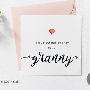 Tarjeta imprimible del Día de la Madre para la abuela, Feliz primer día de la madre como mi abuela, Primer día de la madre como abuela, de nieto, nieta, descarga digital