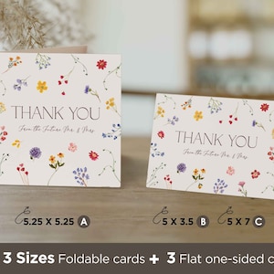 Wildflower Obrigado do futuro Sr. e Sra. cartão, cartão de agradecimento de casamento para impressão, cartão de agradecimento de casamento para chá de panela, download digital