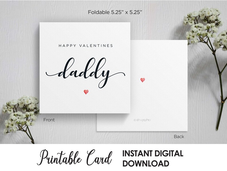 Printable Daddy Valentines Day Card for Him, Daddy Card From