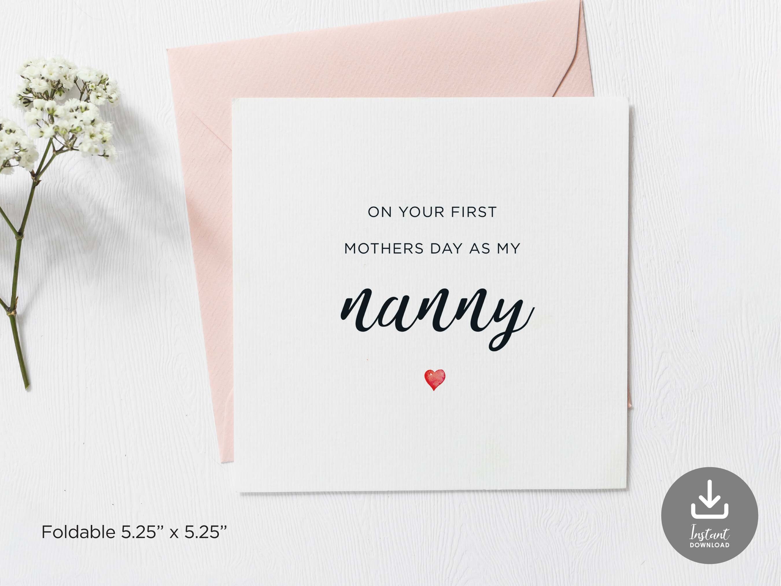 Printable Nanny Mothers Day Card, Nanny Mothers Day Card, Simple Square
