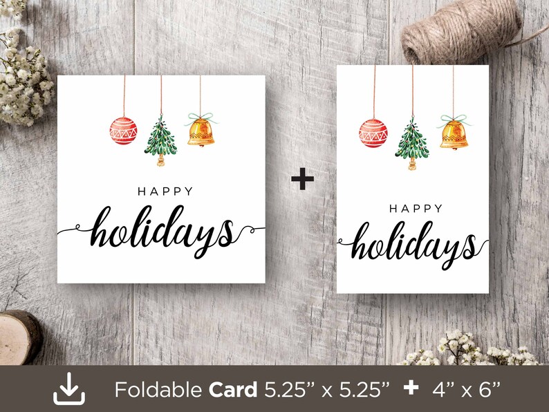 Happy Holiday Printable Cards, Printable Holiday Cards, Christmas ...