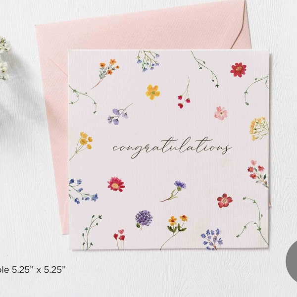 Floral Printable Congratulations Card,Wedding Congratulations Card,Graduation Card,Floral Congratulations Card,Digital download