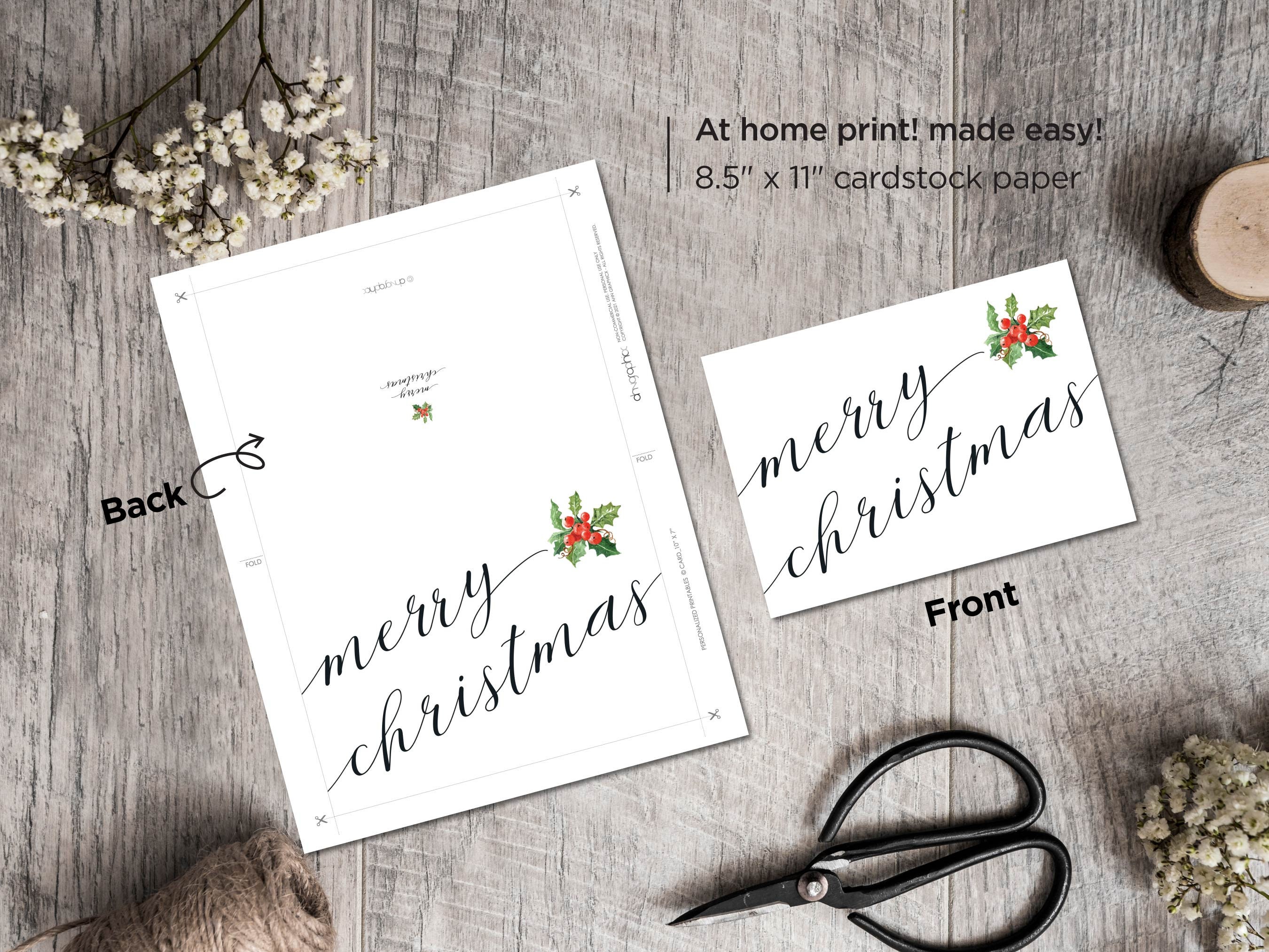 Printable Merry Christmas Card Printable Holiday Card - Etsy